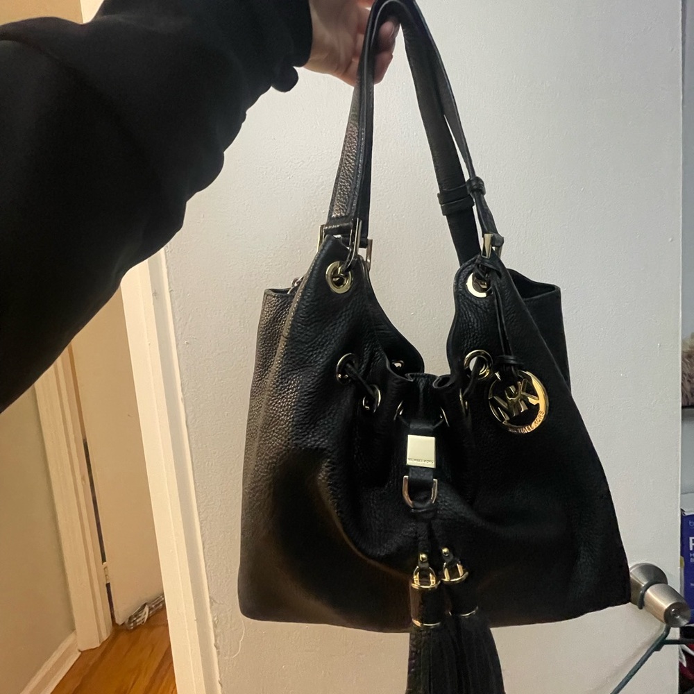 Michael Kors Black Leather Tote Bag